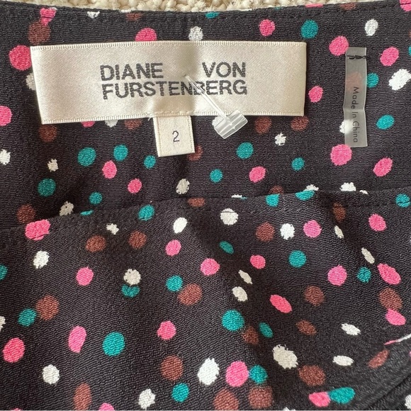 DIANE VON FURSTENBERG Confetti Dots Black Midi Skirt Tie Waist 2 - Picture 10 of 11
